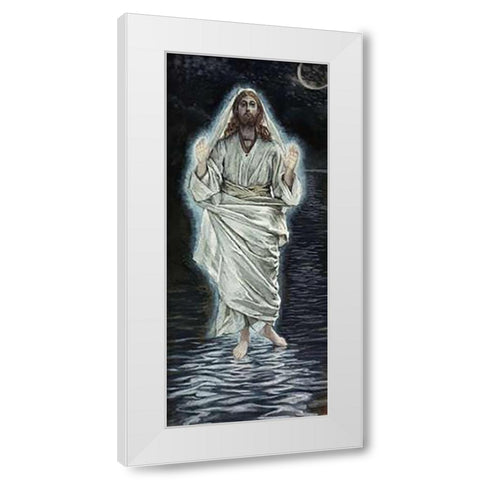 Jesus Walking on the Sea White Modern Wood Framed Art Print by Tissot, James
