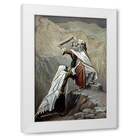 Moses Destroys the Tablets of the Ten Commandments White Modern Wood Framed Art Print by Tissot, James