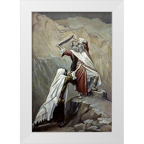 Moses Destroys the Tablets of the Ten Commandments White Modern Wood Framed Art Print by Tissot, James
