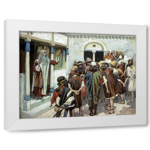 Moses Speaks to the People White Modern Wood Framed Art Print by Tissot, James Jacques