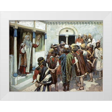 Moses Speaks to the People White Modern Wood Framed Art Print by Tissot, James Jacques