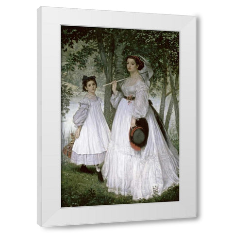 Portrait in a Park White Modern Wood Framed Art Print by Tissot, James Jacques