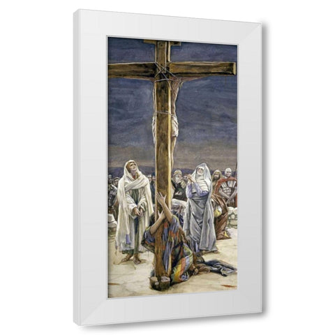 Stabat Mater - Women Behold Thy Son White Modern Wood Framed Art Print by Tissot, James Jacques