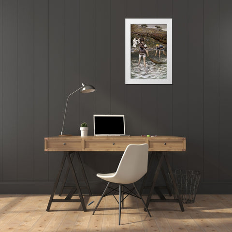 The Calling of Peter and Andrew White Modern Wood Framed Art Print by Tissot, James