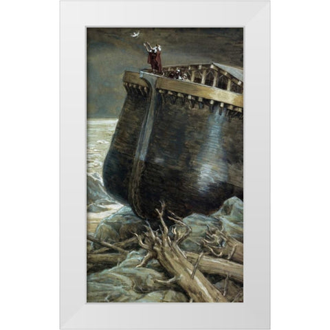 The Dove Returns to Noah White Modern Wood Framed Art Print by Tissot, James Jacques