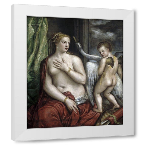 Leda and the Swan White Modern Wood Framed Art Print by Titian
