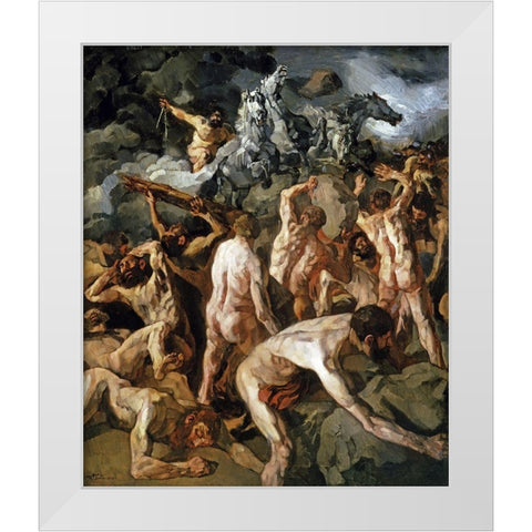 Combat of the Titans White Modern Wood Framed Art Print by Trubner, Wilhelm