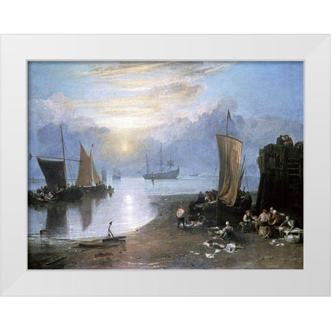 Sun Rising Through Vapor White Modern Wood Framed Art Print by Turner, Joseph M.W.