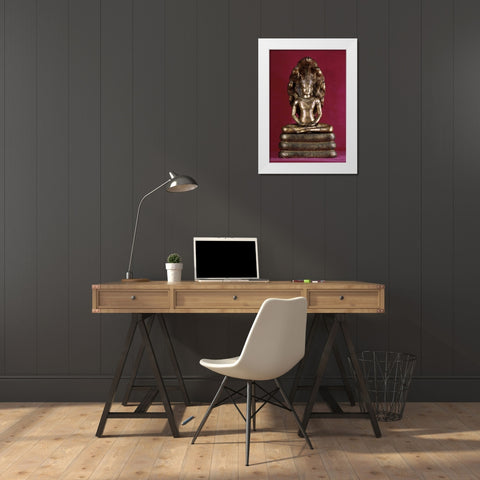 Buddha Sheltered by the Cobra - Style of Angkor Wat White Modern Wood Framed Art Print by Unknown