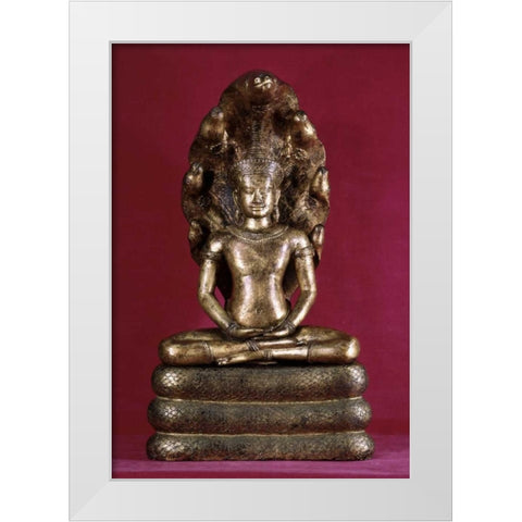 Buddha Sheltered by the Cobra - Style of Angkor Wat White Modern Wood Framed Art Print by Unknown