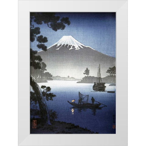 Japanese Print - Mount Fuji from Tagonoura By Shinsei White Modern Wood Framed Art Print by Unknown