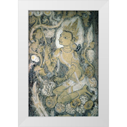 Pagan Fresco, Burma White Modern Wood Framed Art Print by Unknown