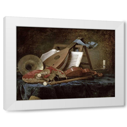 The Attributes of Music White Modern Wood Framed Art Print by Vallayer-Coster, Anne