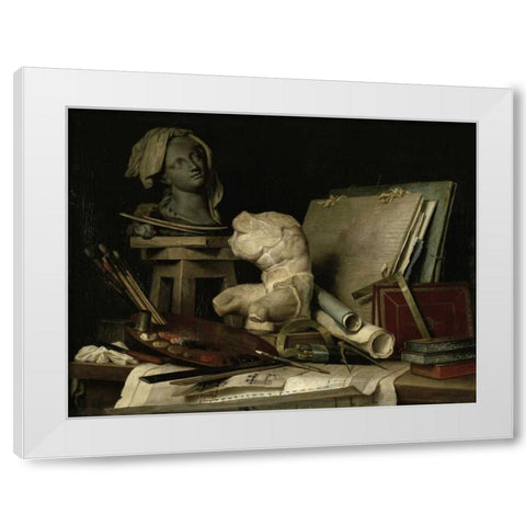 The Attributes of the Arts White Modern Wood Framed Art Print by Vallayer-Coster, Anne