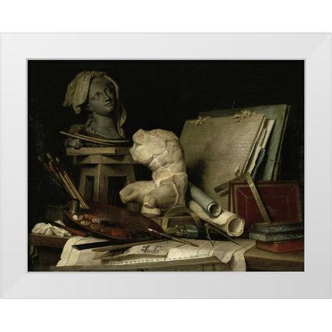 The Attributes of the Arts White Modern Wood Framed Art Print by Vallayer-Coster, Anne