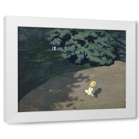 The Ball (Corner of the Park, Child Playing With Ball) White Modern Wood Framed Art Print by Vallotton, Felix