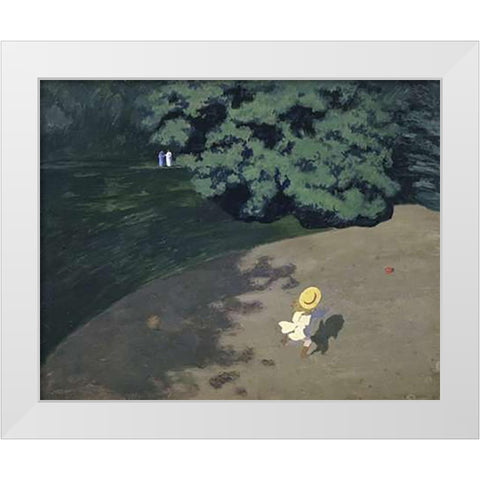 The Ball (Corner of the Park, Child Playing With Ball) White Modern Wood Framed Art Print by Vallotton, Felix