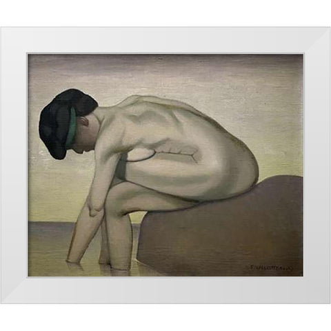 The Bather White Modern Wood Framed Art Print by Vallotton, Felix
