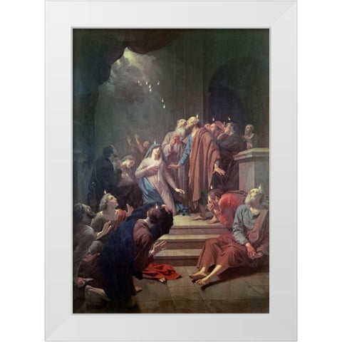 The Pentecost White Modern Wood Framed Art Print by Van der Werff, Adriaen