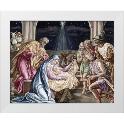 Birth of Our Lord White Modern Wood Framed Art Print by Von Carolsfeld, Julius Schnorr