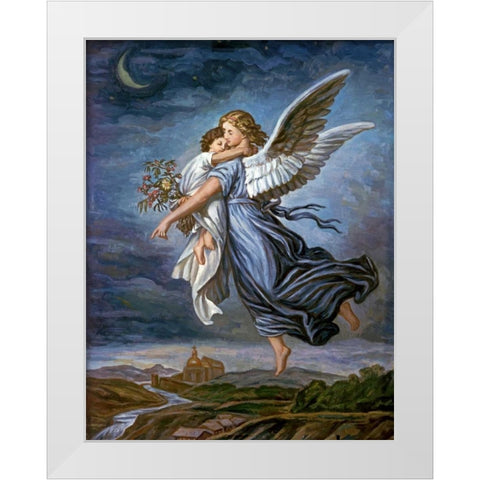 The Guardian Angel White Modern Wood Framed Art Print by Von Kaulbach, Wilhelm