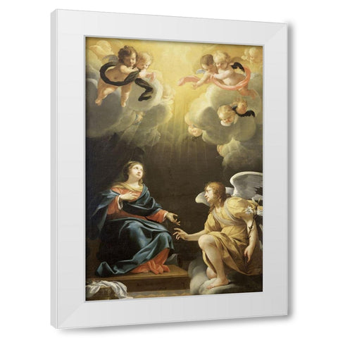 Annunciation White Modern Wood Framed Art Print by Vouet, Simon