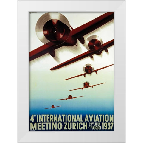 4th Meeting Aeronautique International White Modern Wood Framed Art Print by Baumberger, Otto