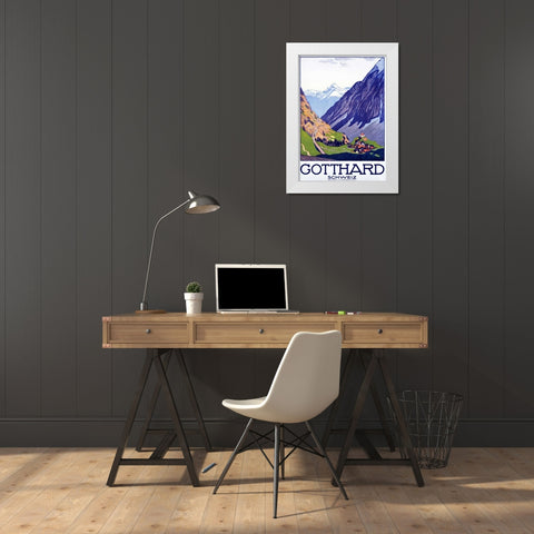 Gotthard / Schweiz White Modern Wood Framed Art Print by Cardinaux, Emil