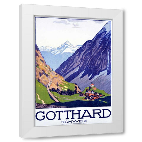 Gotthard / Schweiz White Modern Wood Framed Art Print by Cardinaux, Emil