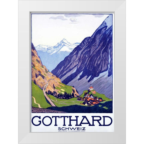 Gotthard / Schweiz White Modern Wood Framed Art Print by Cardinaux, Emil