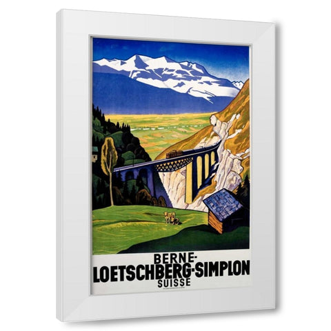 Berne-Loetschberg-Simplon White Modern Wood Framed Art Print by Henziross, Eugen