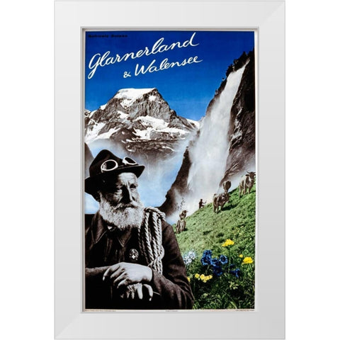 Glarnerland and Walensee White Modern Wood Framed Art Print by Matter, Herbert
