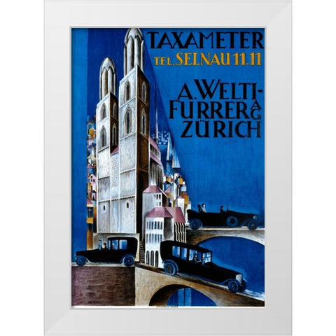 Taxameter A Welti-Furrer AG / Zurich White Modern Wood Framed Art Print by Morach, Otto