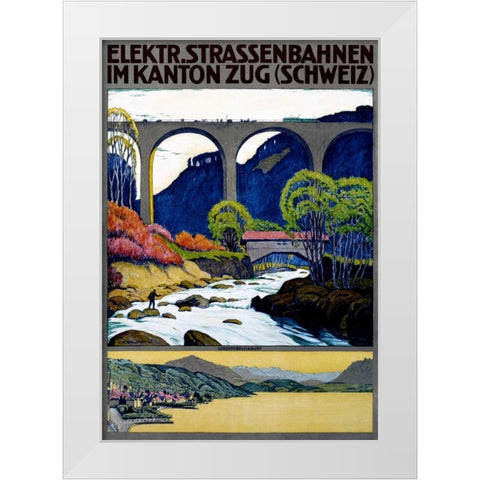 Elekktr Strassenbahnen im Kanton Zug White Modern Wood Framed Art Print by Schlatter, Ernst Emil