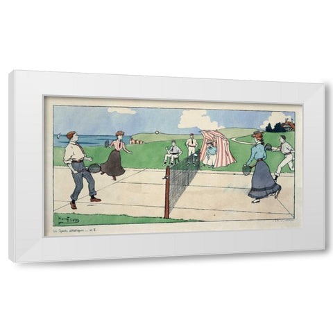 Les Sports athletiques / Tennis White Modern Wood Framed Art Print by Eliott, Harry