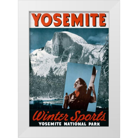 Yosemite / Winter Sports White Modern Wood Framed Art Print by Unknown