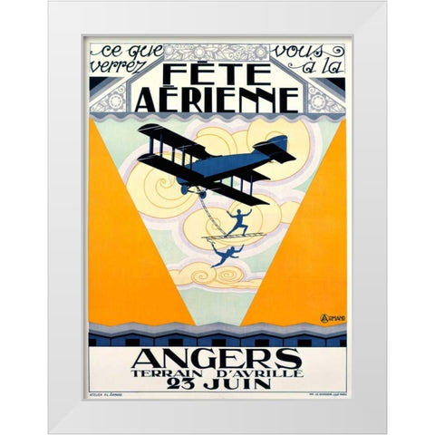 Fete Aerienne Angers White Modern Wood Framed Art Print by Armand, P.L.