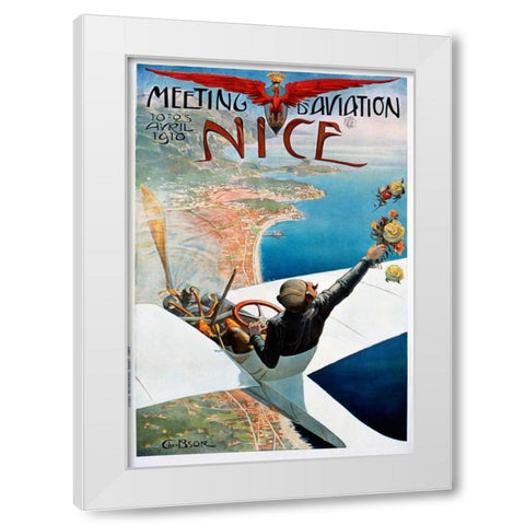 Meeting dâ€™Aviation / Nice White Modern Wood Framed Art Print by Brosse, Charles Leonce