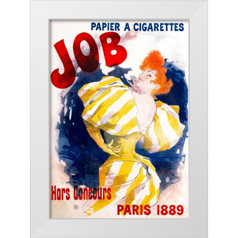 Job / Papier a Cigarettes White Modern Wood Framed Art Print by Cheret, Jules