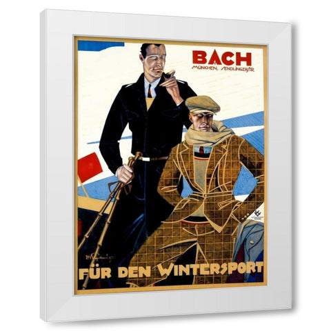 Bach / Fur den Wintersport White Modern Wood Framed Art Print by Engelhard, Julius Ussy