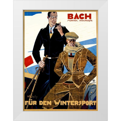 Bach / Fur den Wintersport White Modern Wood Framed Art Print by Engelhard, Julius Ussy