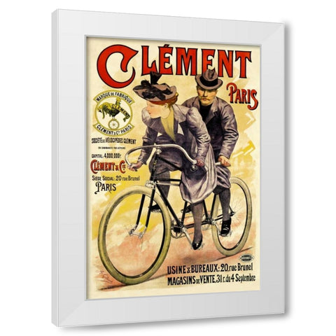 Clement Bicycles White Modern Wood Framed Art Print by Gilbert, A.