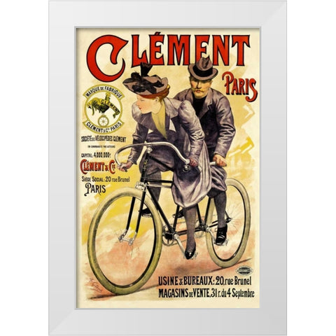 Clement Bicycles White Modern Wood Framed Art Print by Gilbert, A.