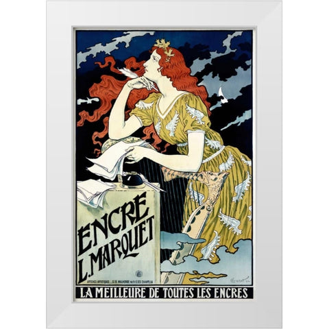 Encre L Marquet White Modern Wood Framed Art Print by Grasset, Eugene