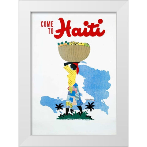 Come to Haiti White Modern Wood Framed Art Print by Lafond, E.