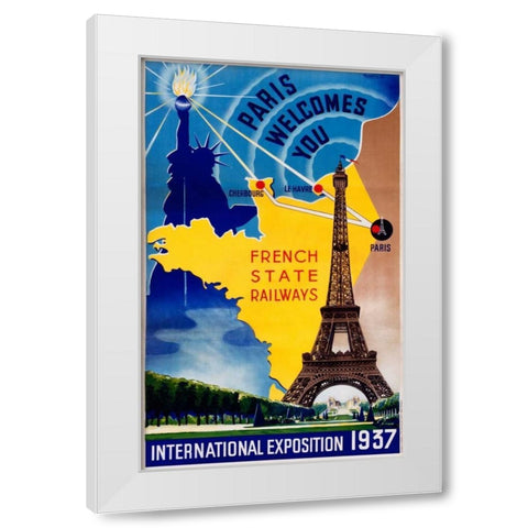 Paris / International Exposition 1937 White Modern Wood Framed Art Print by Lilden