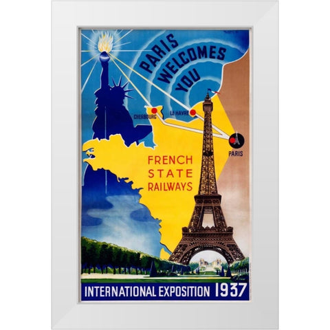 Paris / International Exposition 1937 White Modern Wood Framed Art Print by Lilden
