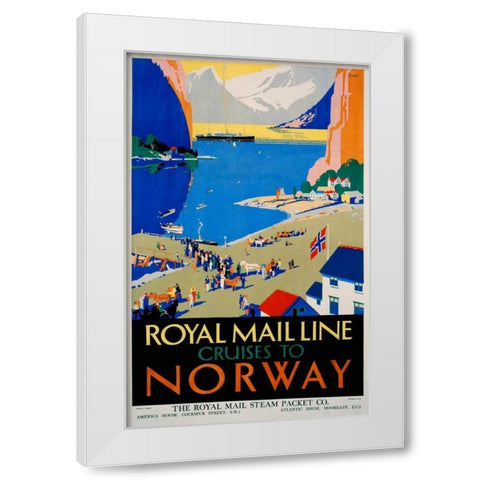 Royal Mail Cruises / Norway White Modern Wood Framed Art Print by Padden, Daphne