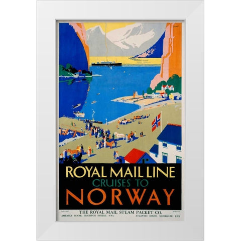 Royal Mail Cruises / Norway White Modern Wood Framed Art Print by Padden, Daphne