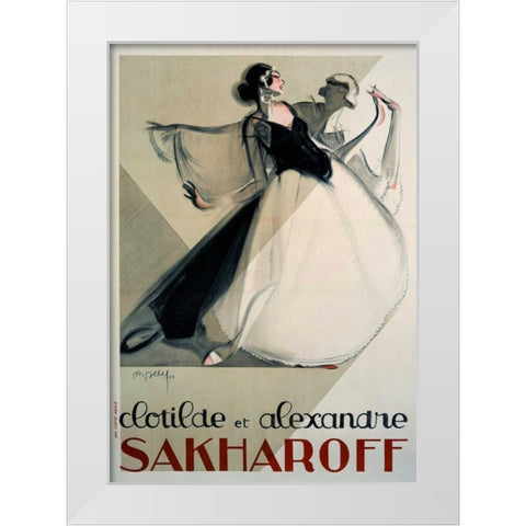 Clotilde et Alexandre Sakharoff White Modern Wood Framed Art Print by Petit, Philippe